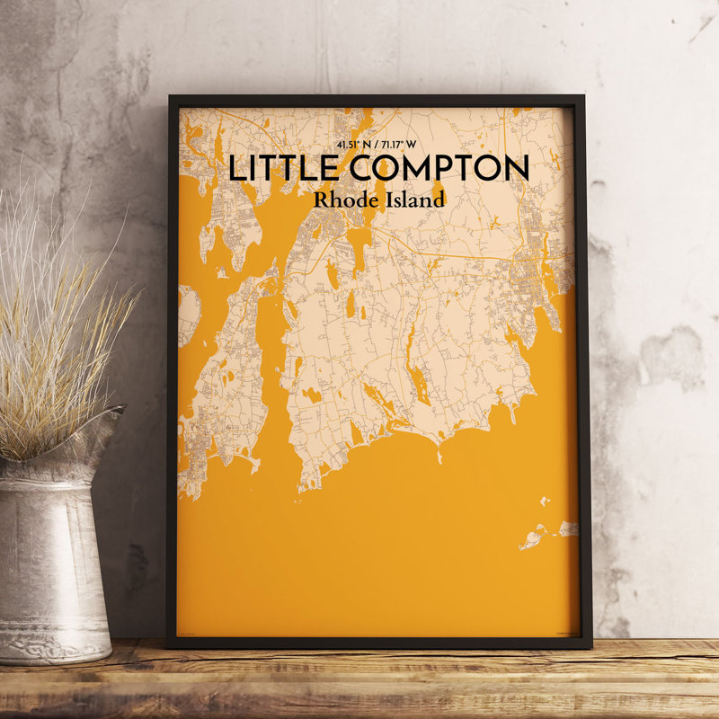 Little Compton City Map - No Frame Print, 43cm H x 28cm W x 0.13cm D