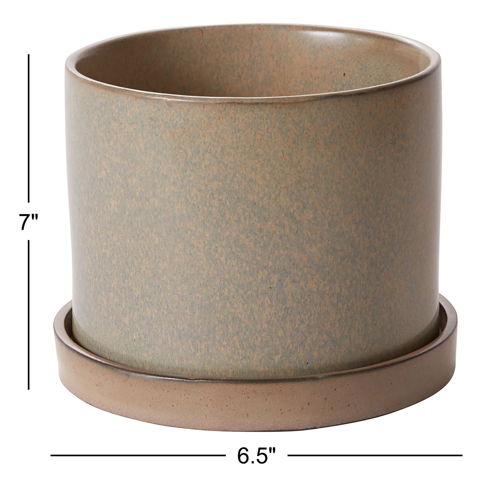 Tyron 7" Ceramic Pot Planter, Tan, 7" H x 6.5" W x 6.5" D