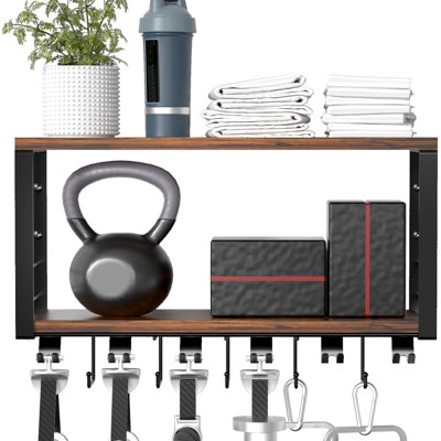 2 Tier Floating Shelf Compatible With Tonal Accessories, T-Bracket Lock Adapters Hanger, Wall Mount Home Gym Storage Rack For Fitness Equipment