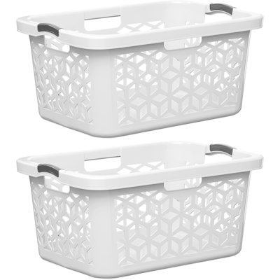 Panier à linge en plastique 70L à 2 boisseaux, panier à linge ventilé empilable avec poignées Easy-Grip pour salle de lavage