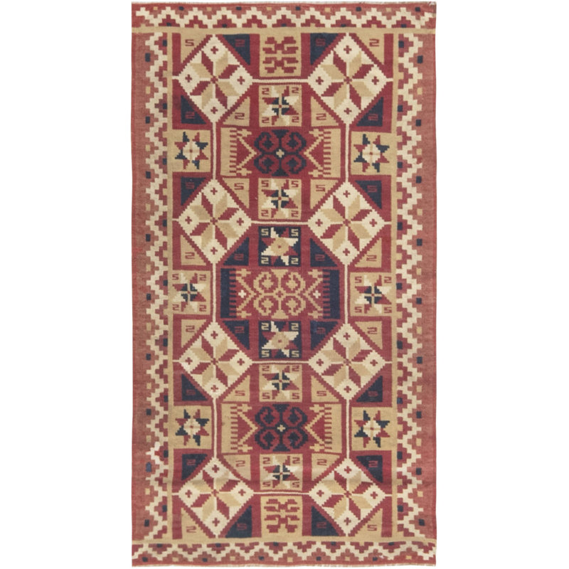 Vintage One-of-a-Kind Rectangle 1'10" x 3'5" Flatweave Area Rug