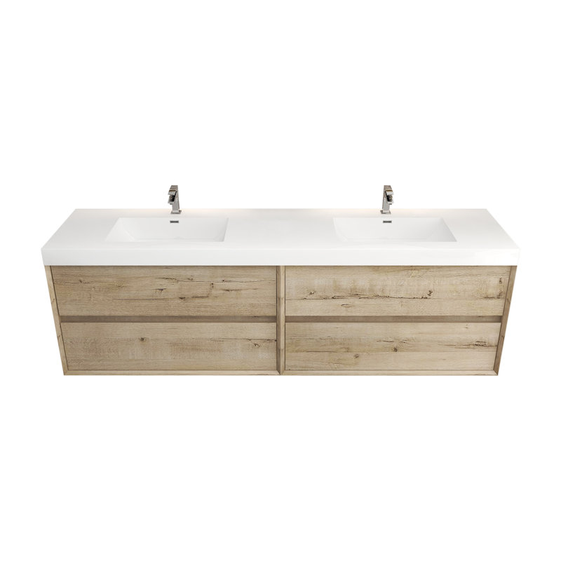 Ensemble de meuble-lavabo double 83 po, Chêne blanc