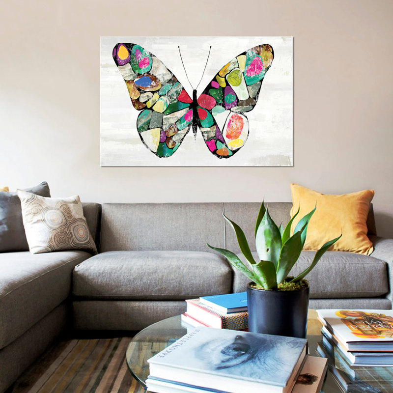 « papillon », impression sur toile, H 40 po x l 60 po x P 1,5 po, Pas de tapis, Toile tendue