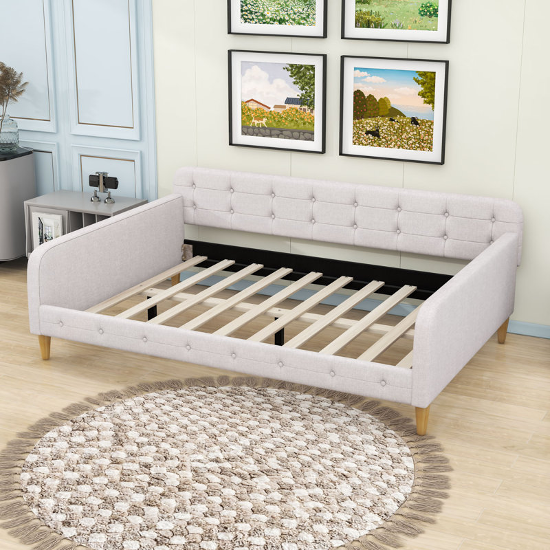 Lit de jour rembourré au design polyvalent, Beige, Double