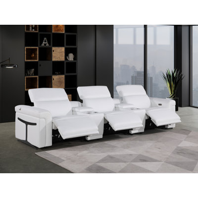 Canapé inclinable 5 pièces en cuir italien avec repose-tête électrique 5 pièces