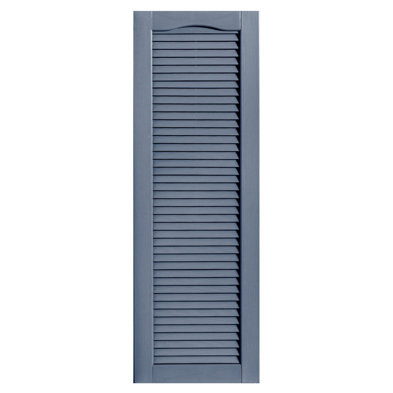 Cathedral Top Full-style Open Louvre Shutters Pair, 80", 16", Blue