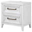 Table de chevet Leva, 28 pouces, bois d'acacia blanc vieilli, 2 tiroirs