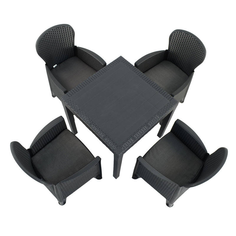 Schaffa Square Table with 4  Chairs Garden Set
