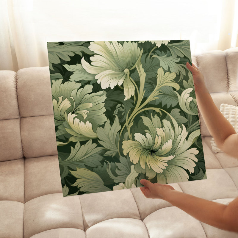 «Botanical William Morris Style Damask», reproduction d'art classique sans cadre, H 16 po x l 16 po