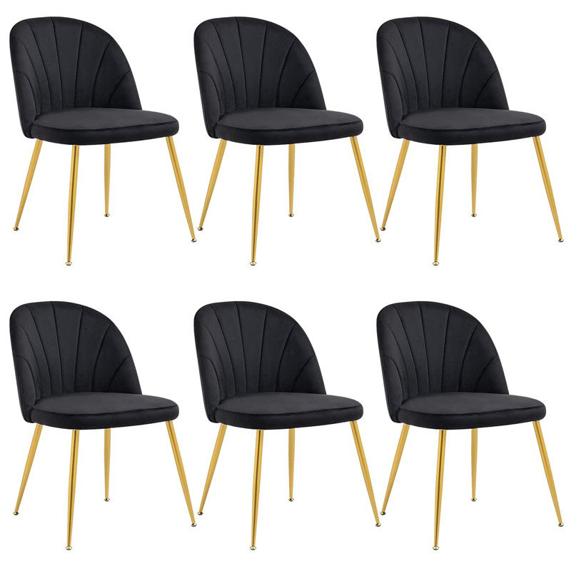 Armless Velvet Upholstered Dining Chair, Black