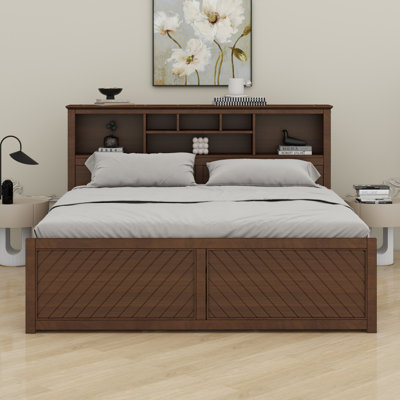 Platform Bed With Multi-Storage Headboard, USB And Drawers