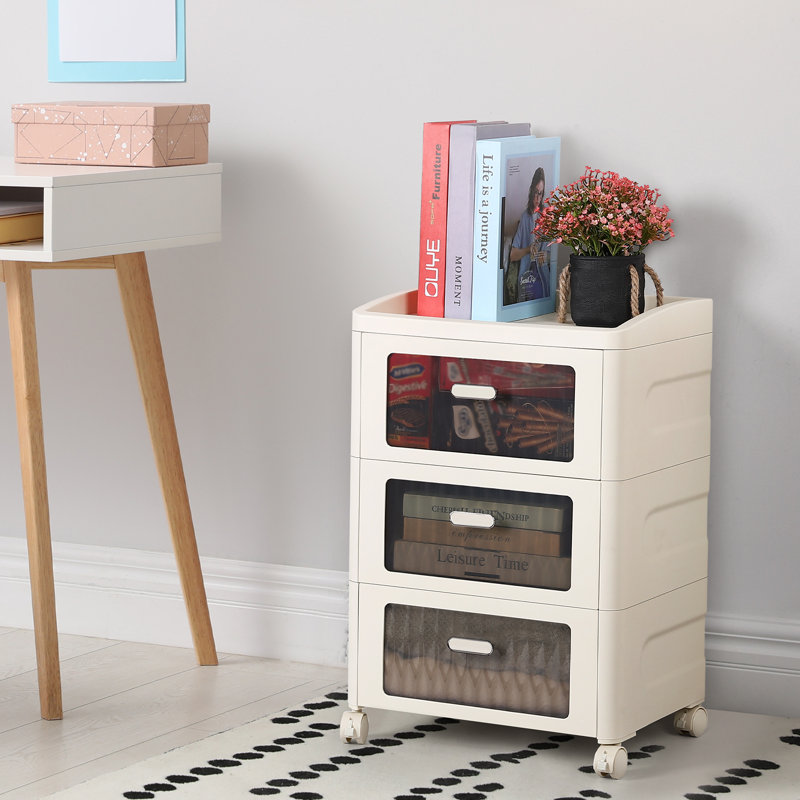 Edmanuel 3 - Drawer End Table, White/Clear