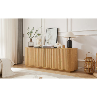 Sideboard Storage Cabinet TV Stand With Wave Pattern Buffet Cabinet Wooden Vertical Striped Cabinet For Kitchen/Bedroom/Entryway, 64