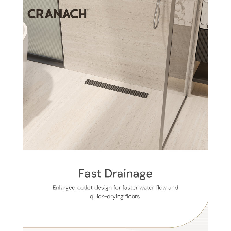 24 Inch Tile-In Linear Shower Drain, Stainless Steel Floor Drain, Brushed Nickel