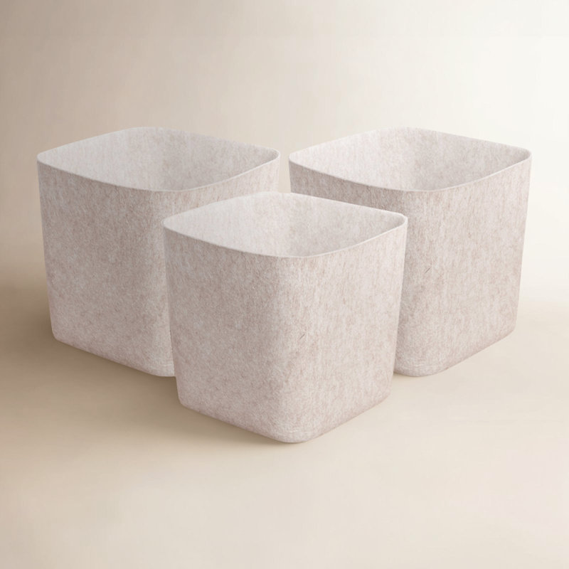 Bac de rangement en feutre sculpté, Beige