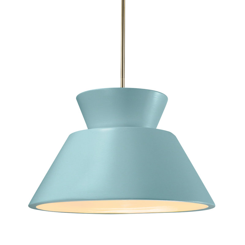 Luminaire suspendu géométrique à 1 lumière Logan, Oui, Bronze foncé, Étain, vert