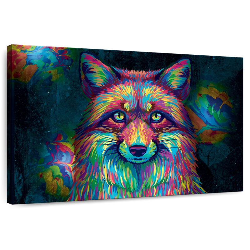 Brampt Rainbow Colored Fox, 26" H x 39" W
