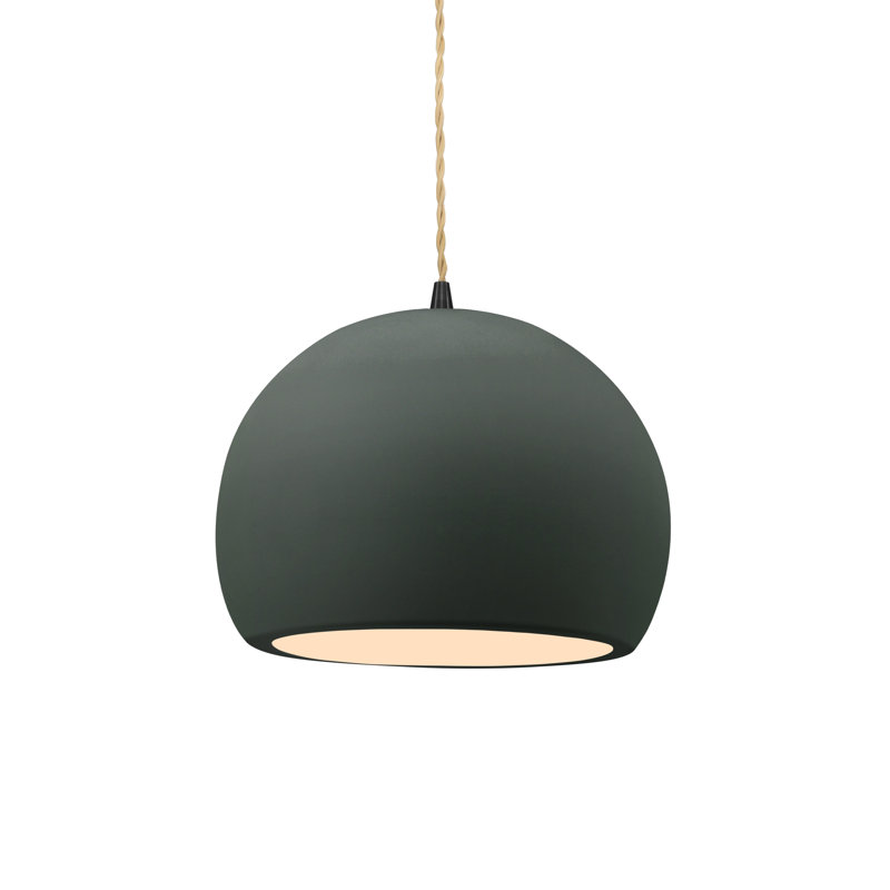 Luminaire suspendu à 1 lumière Aschwin, H 6 po x l 7 po x P 7 po, Étain, vert, Matte Black