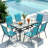Patio Dining Set For 6, Outdoor Table And Chairs W/1.69?Umbrella Hole, All Weather Patio Furniture Set, 30"X 55" Table And Stackable PVC-coated polyester Chair, For Lawn, Deck (Umbrella Not Included)-1896789701-1896788678