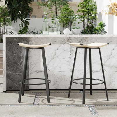 Tabourets de bar ergonomiques, siège, structure en métal, 26,81 po de hauteur, polyvalent pour les chaises de pub d'intérieur et d'extérieur à hauteur de comptoir, noir, 12,18 de largeur
