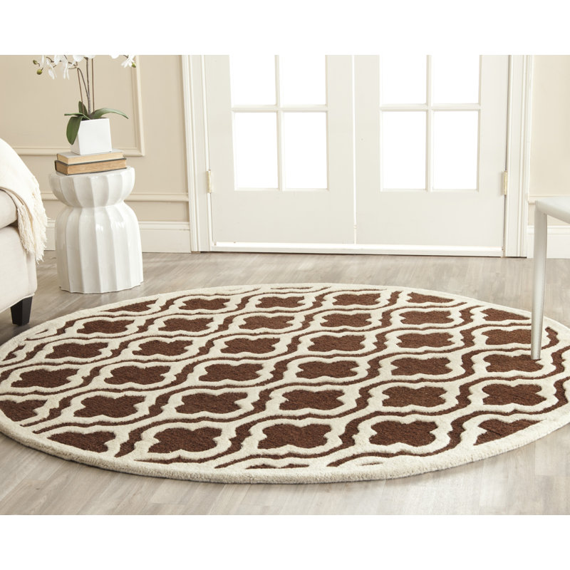 Cannen Hand Tufted Wool Geometric Rug, Round 6'