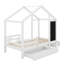 Twin Bed With 2 Storage Drawers, Solid Wood House Bed With Blackboard & Safety Guardrails