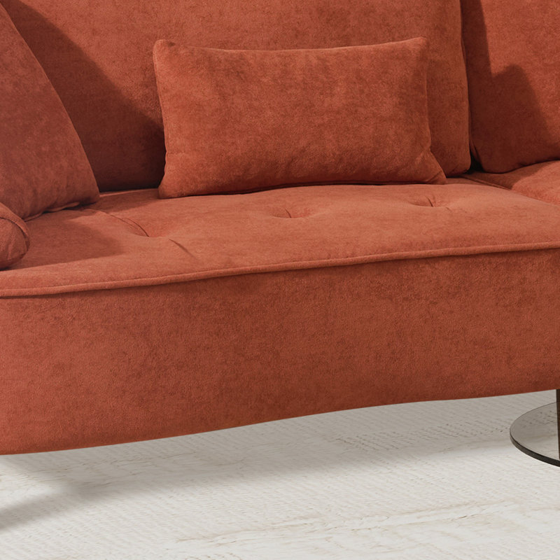 Canapé moderne rembourré avec assise très profonde, Rouge brique