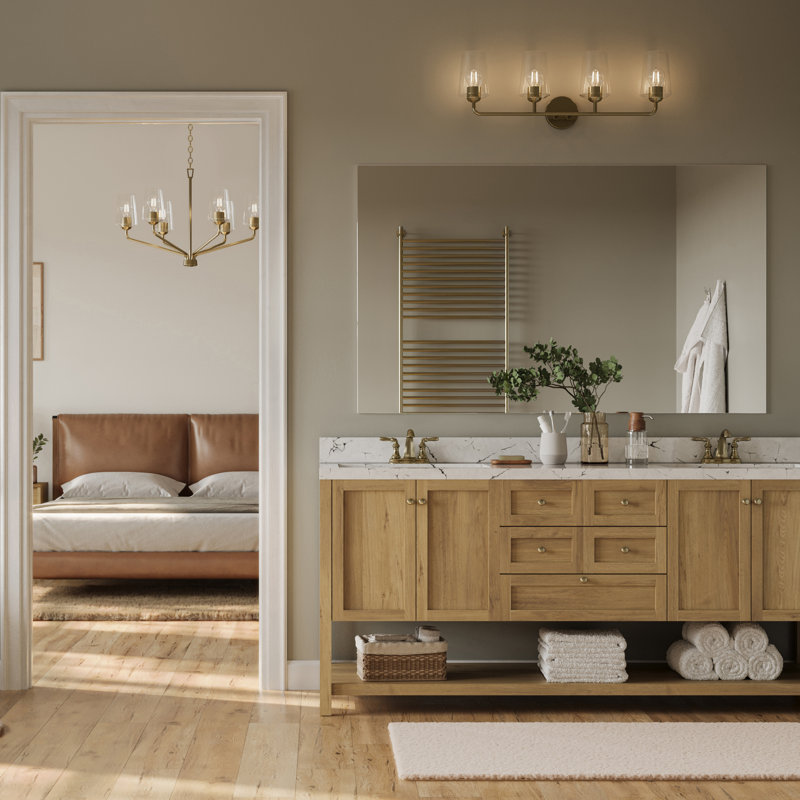 Celino Four-Light Bath & Vanity with Glass, Bronze, Clear