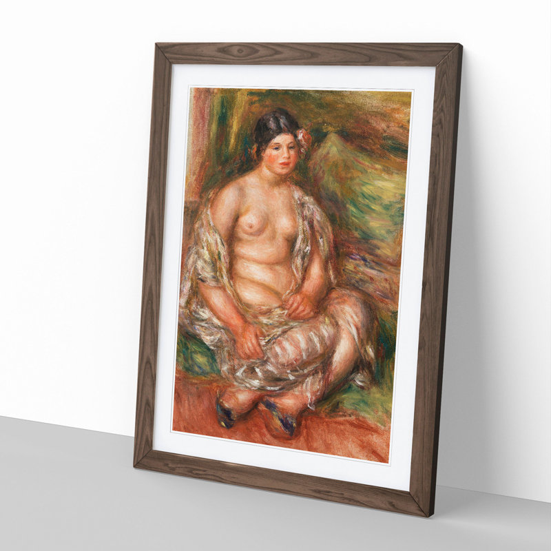 Seated Odalisque by Pierre-Auguste Renoir - Picture Frame Painting, 65cm H x 48cm W x 2cm D, Walnut Framed