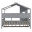 Lit double en bois avec lit gigogne et tablettes de rangement, structure de lit pour enfant moderne avec toit, gris-2140946679-2140946678