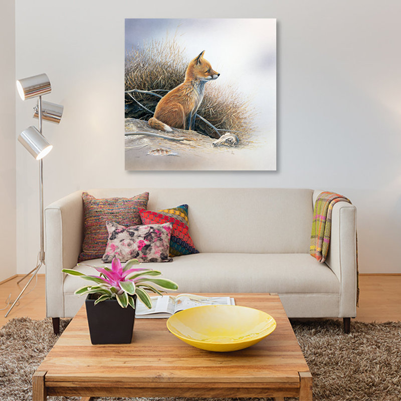 «Little Fox», impression sur toile, H 37 po x l 37 po x P 1,5 po, Pas de tapis, Toile tendue