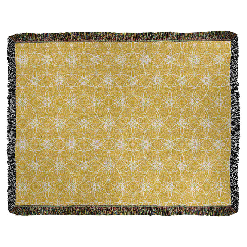 Couverture en coton tissé Katelyn Elizabeth, l 37 po x L 52 po, Jaune