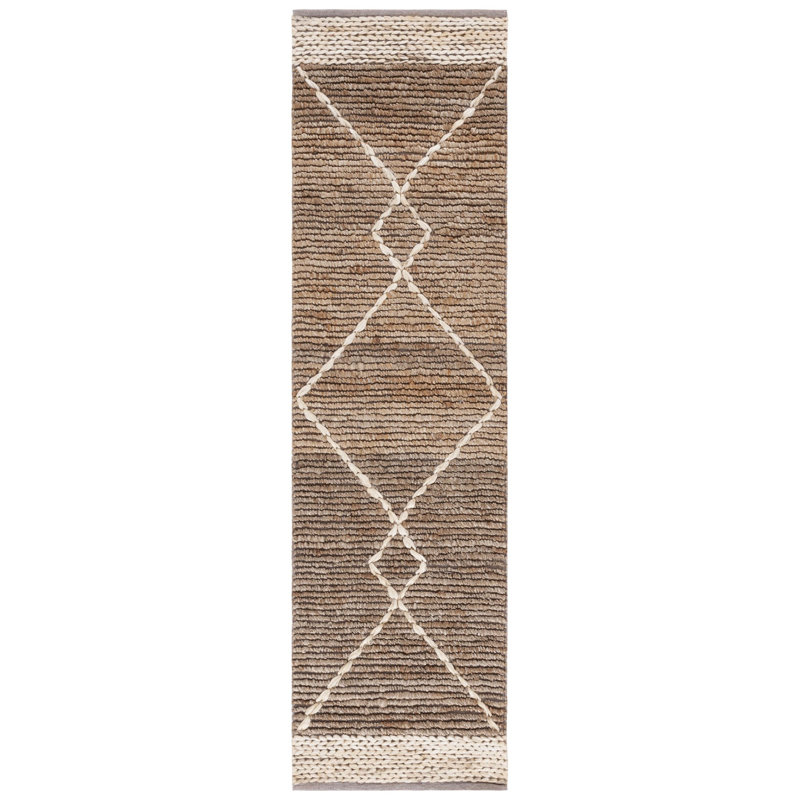 Alphonsus Natural Fiber Hand Woven Jute Geometric Rug, Runner 2'3" x 8'