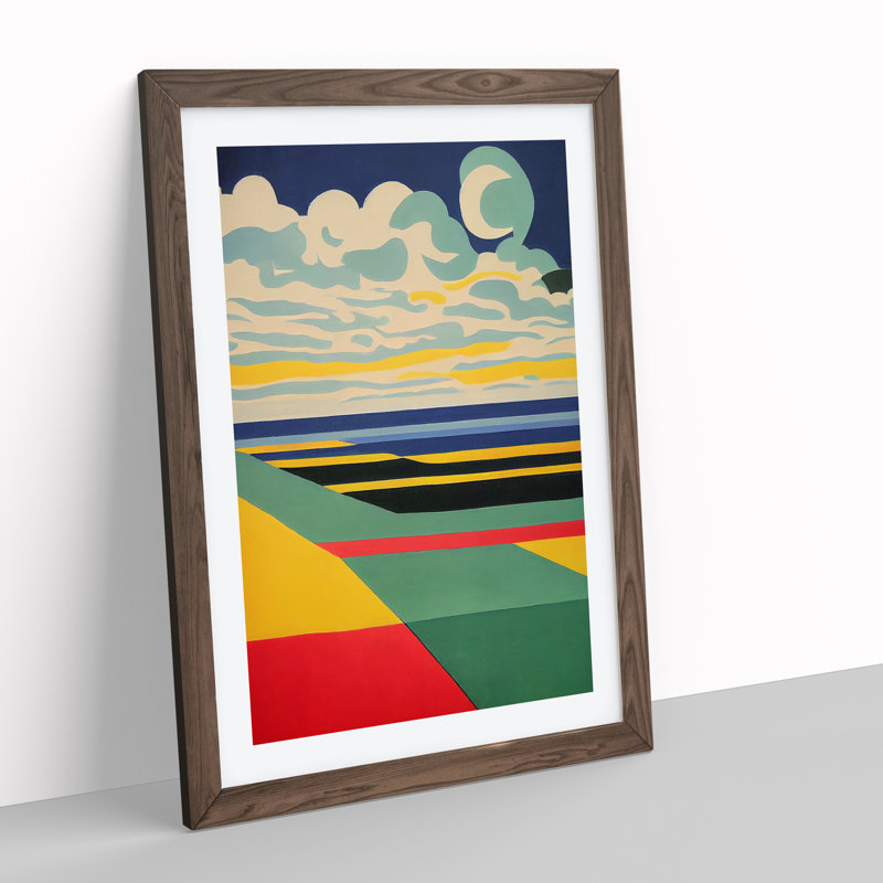 Abstract Landscape Meadow No.3 - Framed Print, 34cm H x 25cm W x 2cm D, Walnut Framed