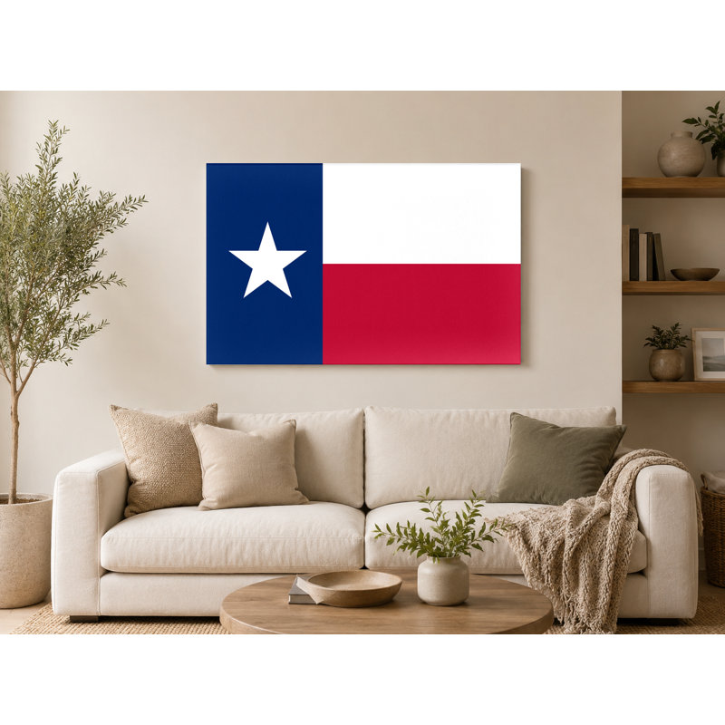 Texas State Flag - paysage, art mural sur toile, 18" W x 12" H