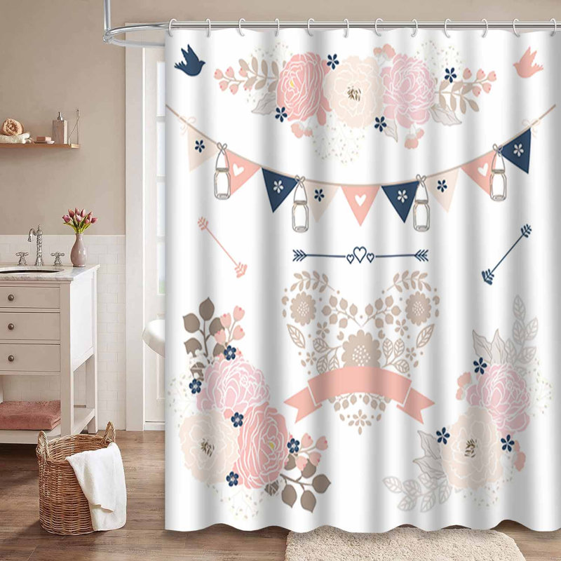 Rideau de douche avec 12 crochets, L 72 po x l 84 po