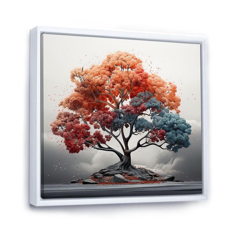 «Abstract Expression Maple Tree», reproduction sur toile, H 36 po x l 36 po x P 1,5 po, Cadre flottant blanc