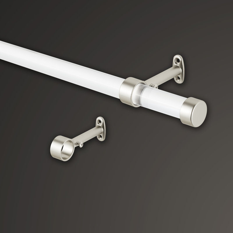 Brushed Nickel 48'' Acrylic Curtain Rod Set with End Cap Finials