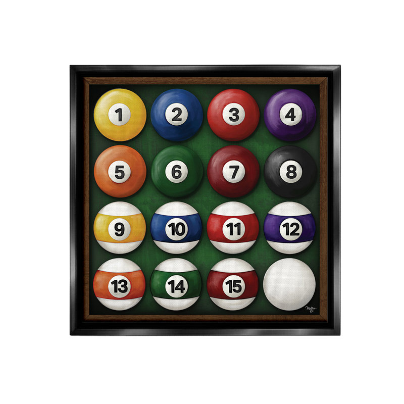 «Traditional Billiards Balls» par Molly B. sur toile, Cadre flottant noir de jais, H 25 po x l 25 po