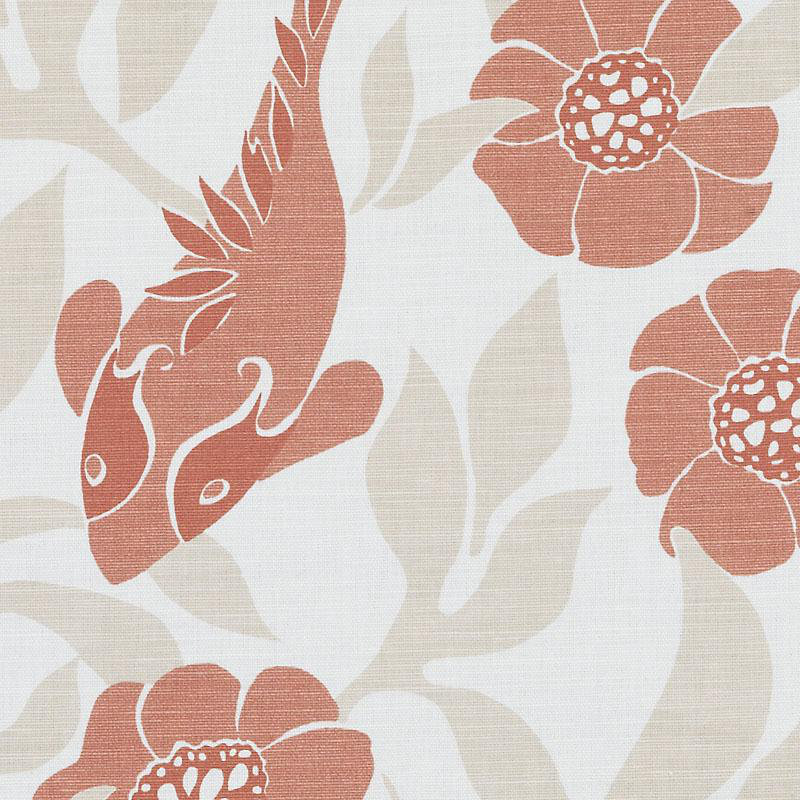 Whimsy Garden Sardinia Fabric, Coral