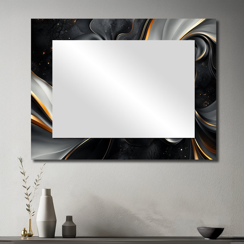 Fractal noir et gris Peano Curve I - art mural miroir fractal - imprimé sur métal, 30 po x 40 po