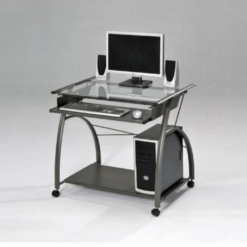 Ledbury Glass Top Metal Base Writing Desk