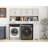 Over The Washer And Dryer Storage Cabinet Suitable For Compact Washing Machines, Laundry Room Storage Organizer With 1 Laundry Basket, 4 Doors, 1 Drawer And 2 Adjustable Shelves-Antique White