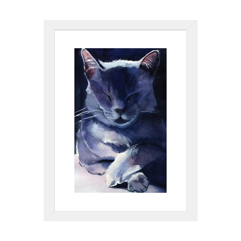«Russe bleu» par Rachel Parker - reproduction d'art, H 32 po x l 24 po x P 1 po, Papier encadré blanc, Blanc