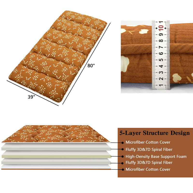 Matelas de futon floral japonais, Lit simple