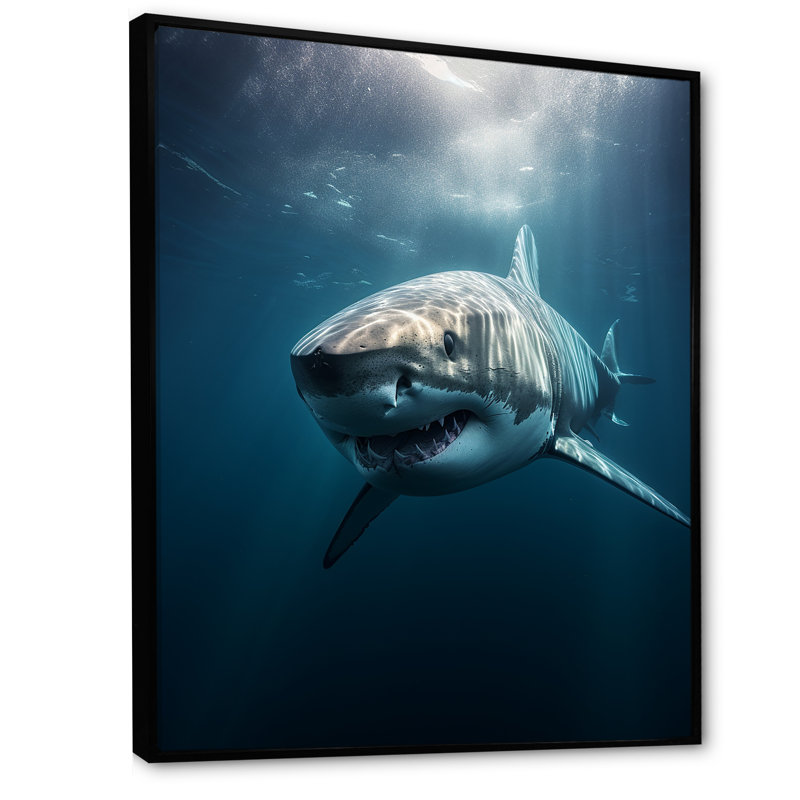 Blue Shark Apex Predator Photo I - Shark Wall Decor 119842, Cadre flottant noir, H 32 po x l 24 po x P 1 po