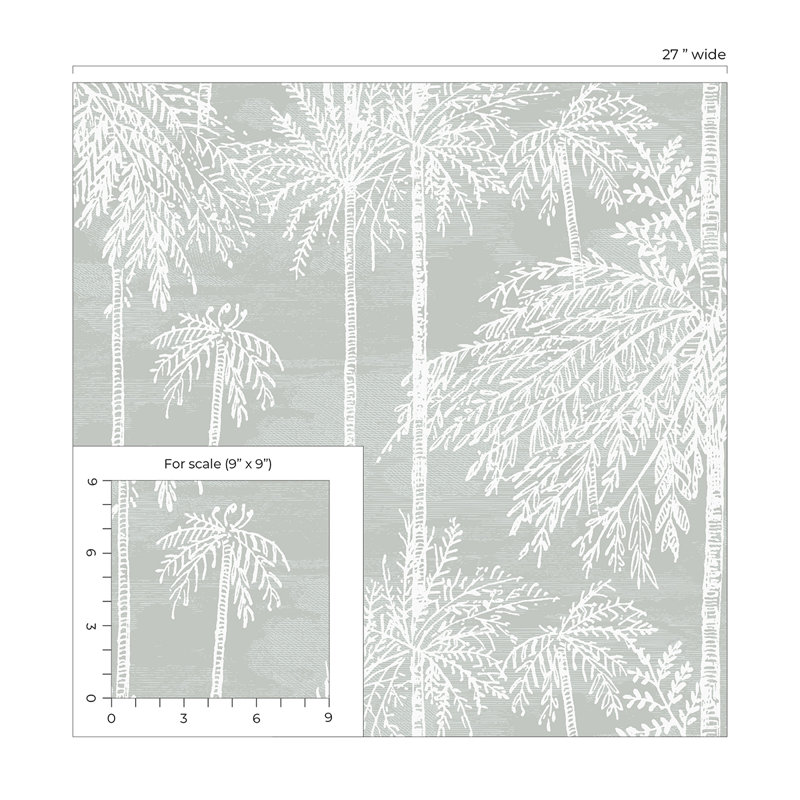 Floral Grass Cloth Wallpaper Roll, Misty