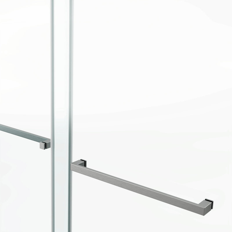 Porte de douche coulissante double sans cadre, porte de douche double, 3/8 po (10 mm) en verre trempé Sgcc, acier inoxydable
