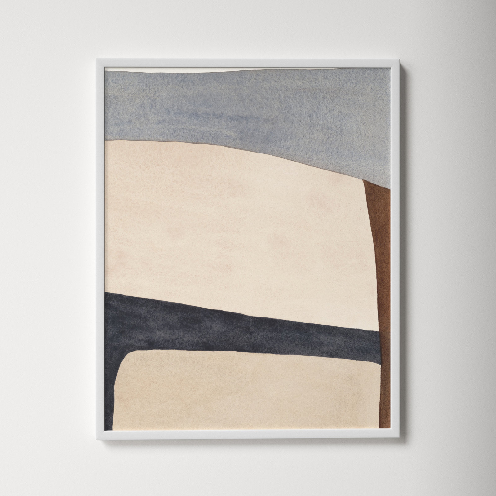 Divided By Blue 1 by Julia Balfour, White Framed, 20" H x 16" W x 1.25" D, White