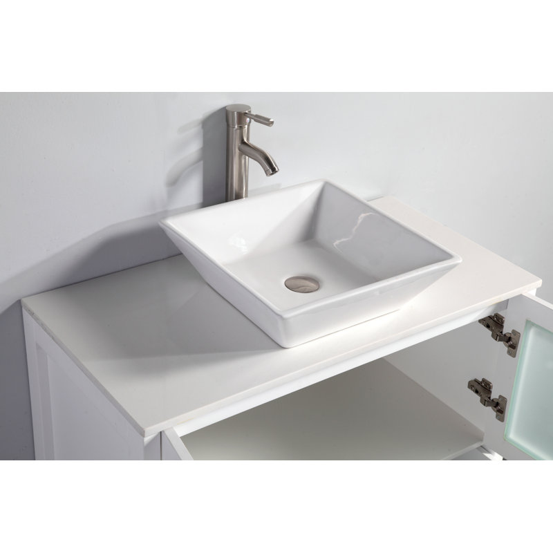  Framed 72" Freestanding Double Sink Bathroom Vanity with Engineered Marble Top and Matching Mirrors, White